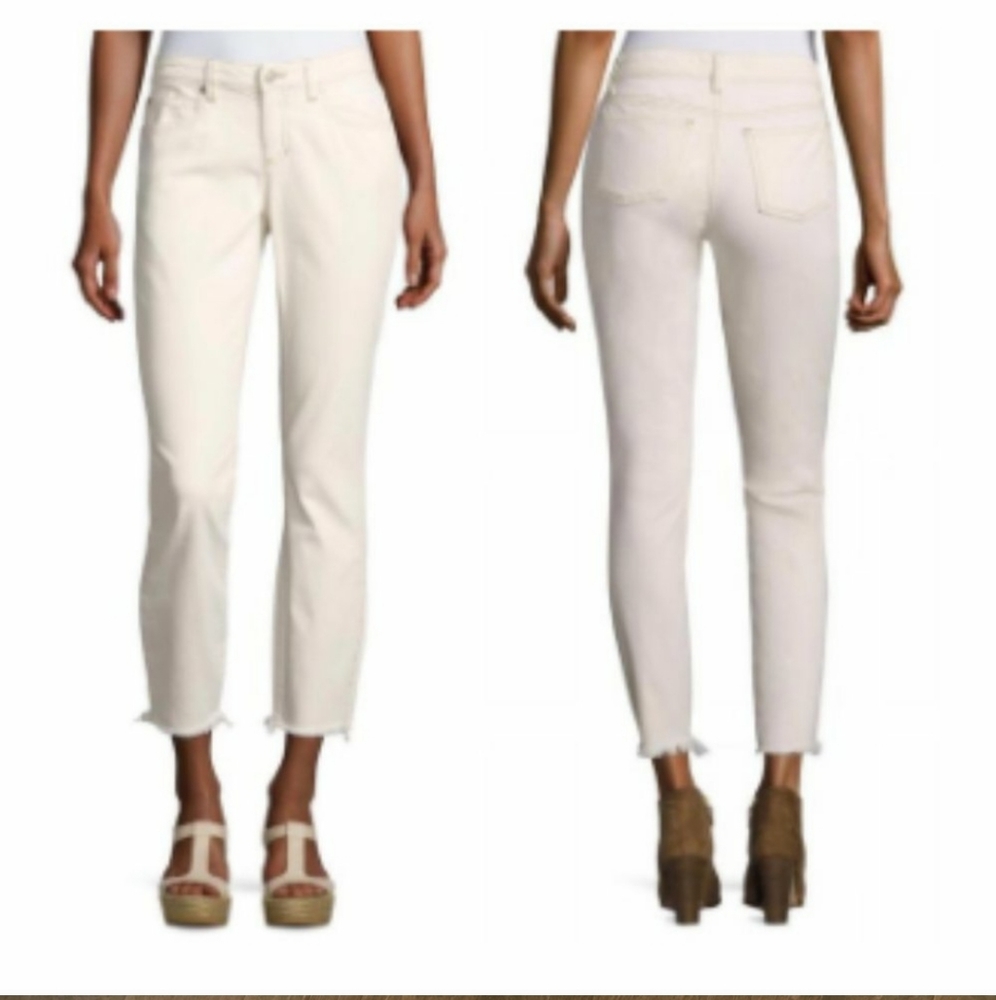 Eileen Fisher straight leg raw hem jeans